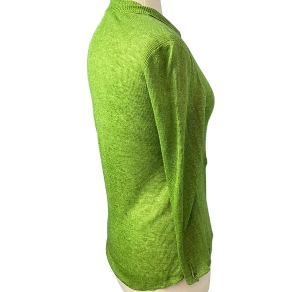 Eileen Fisher 100% Linen Semi Sheer St. Patrick's DAY Green Cardigan - Picture 6 of 10